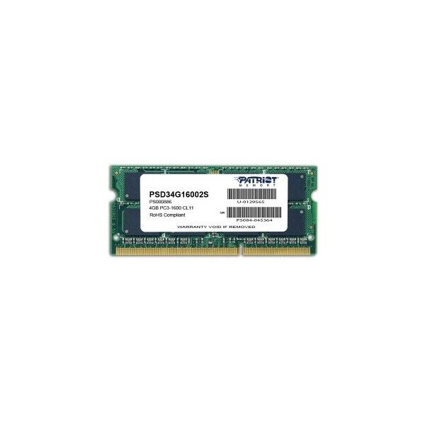 

Оперативна пам'ять Patriot DDR3 4GB 1600 MHz CL11 SODIMM (PSD34G16002S)