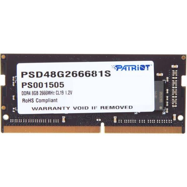 

Оперативна пам'ять Patriot DDR4 SL 8GB 2666 MHz CL19 SODIMM (PSD48G266681S)