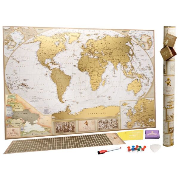 

Подробная скретч карта мира в античном стиле MyGift Antique Edition ENG в оригинальном тубусе, 88x63 см