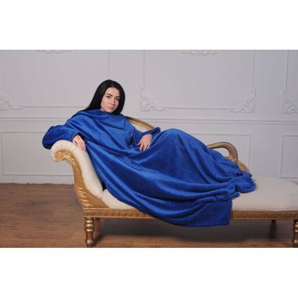 

Плед с рукавами и карманами из микрофибры MyGift Premium, 200х150 см синий