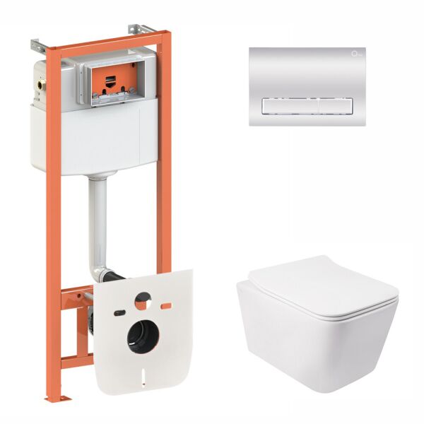 

Комплект Qtap инсталляция 3 в 1 Nest QT0133M425 с панелью смыва линейной QT0111M08381CRM и унитаз с сиденьем Crow QT05335170W (SD00042984)