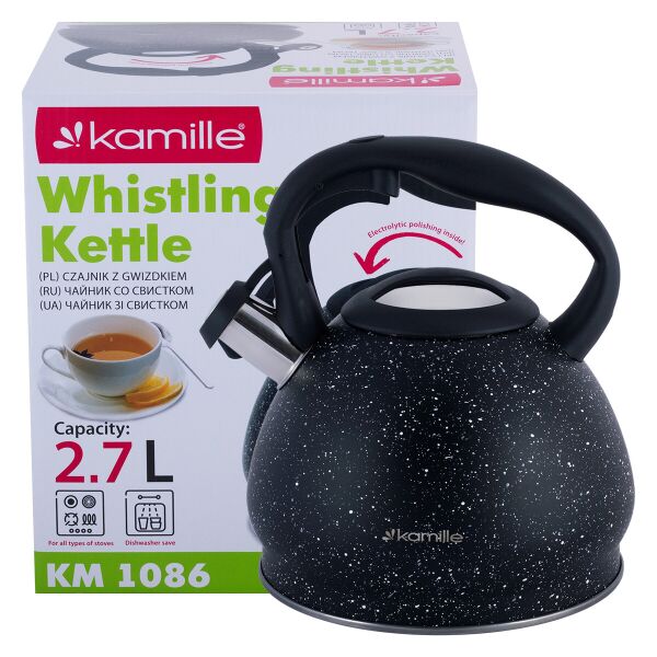 

Чайник Kamille 2,7л из нержавеющей стали со свистком и нейлоновой ручкой KM-1086