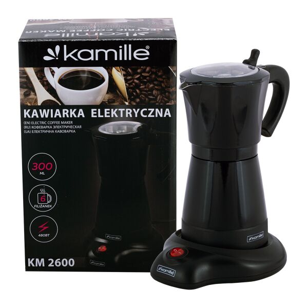 

Кофеварка электрическая гейзерная Kamille 300мл из алюминия KM-2600