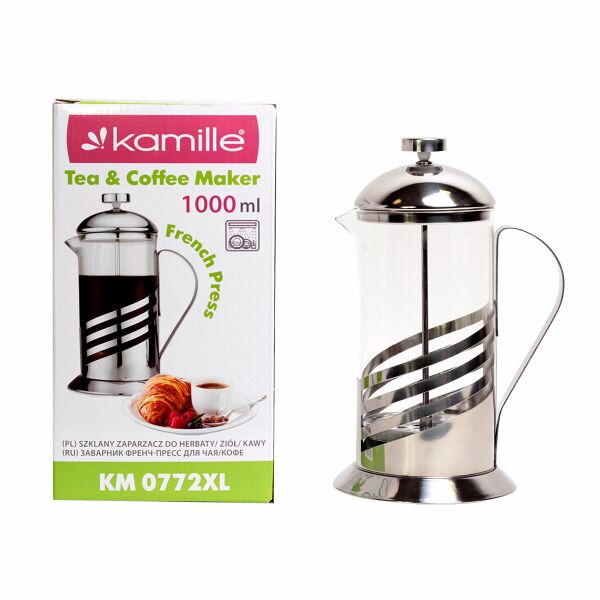 

Заварник френчпресс Kamille 1000мл для чая и кофе KM-0772XL