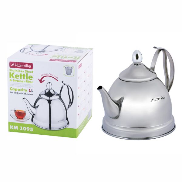 

Чайник-заварник Kamille 1л из нержавеющей стали с ситечком KM-1095