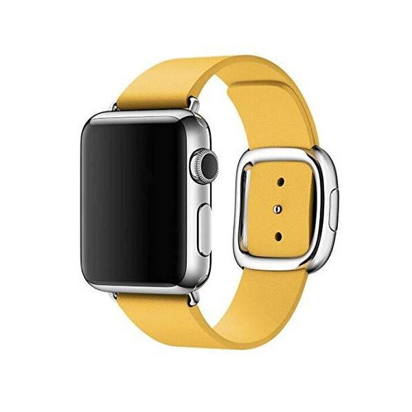 

Ремінець Modern Buckle Leather Loop для Apple Watch Series 1/2/3/4/5/6 38mm/40mm Black / Yellow (LC-0246)