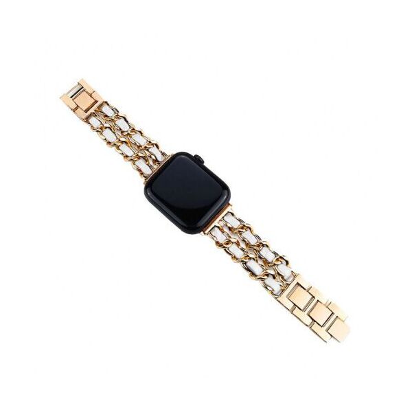

Ремінець Desay Chanell для Apple Watch Series 1/2/3/4/5/6 38mm/40mm Gold White (LC-0292)