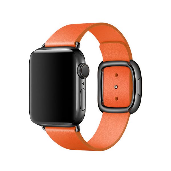 

Ремінець Modern Buckle Leather Loop для Apple Watch Series 1/2/3/4/5/6 42mm/44mm Black / Orange (LC-0271)