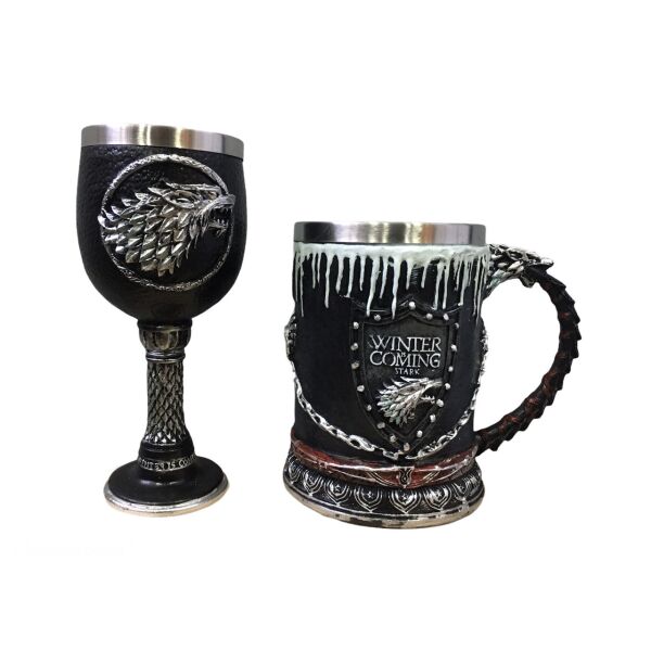 

Подарочный Набор Чашка Бокал 3D Игра Престолов Winter Is Coming Stark 550/200мл