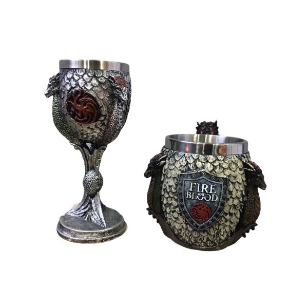 

Подарочный Набор чашка и бокал 3D Игра Престолов Fire and Blood Таргариен 400/200мл