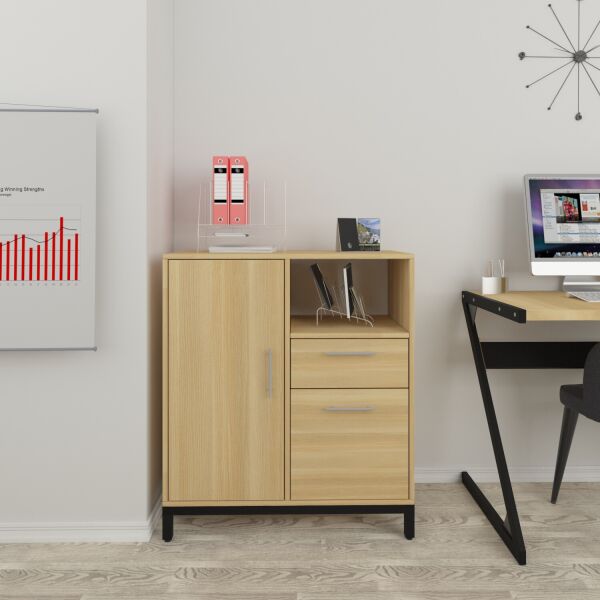 

Тумба офисная L-800 combi Loft design Дуб Борас