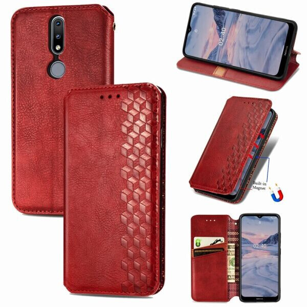 

Чехол Deexe Rhombus Wallet для Nokia 2.4 - Red