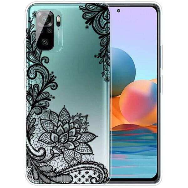 Силиконовый (TPU) чехол Deexe Pretty Glossy для Xiaomi Redmi Note 10 / Note 10s - Lace Flower