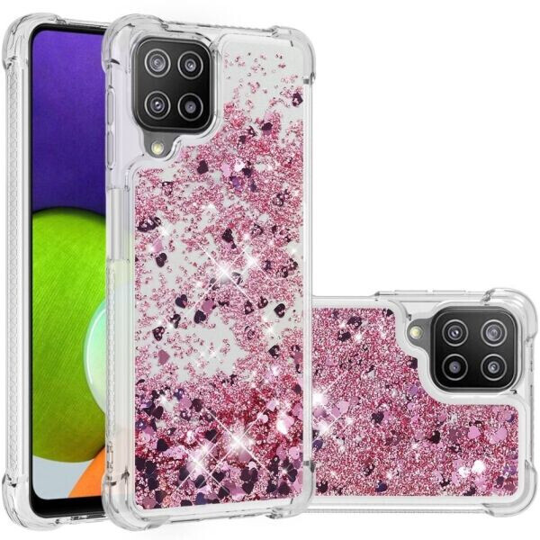 

Силиконовый (TPU) чехол Deexe Liquid Glitter для Samsung Galaxy A22 (A225) - Rose Gold Hearts