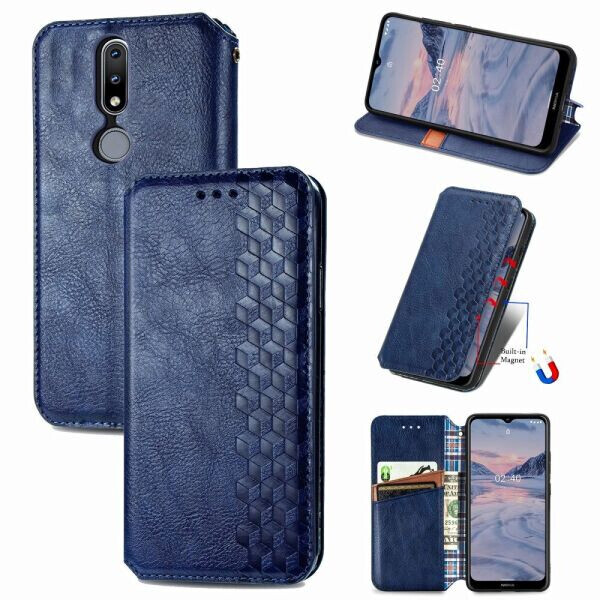 

Чехол Deexe Rhombus Wallet для Nokia 2.4 - Blue