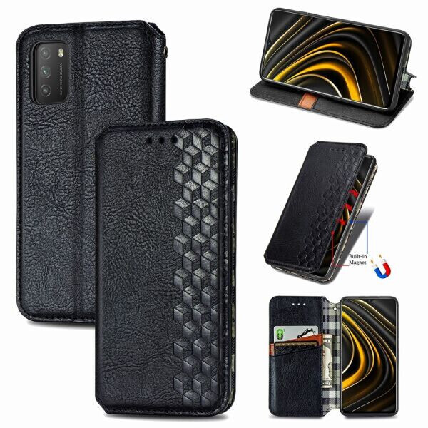 

Чехол Deexe Rhombus Wallet для Xiaomi Poco M3 - Black
