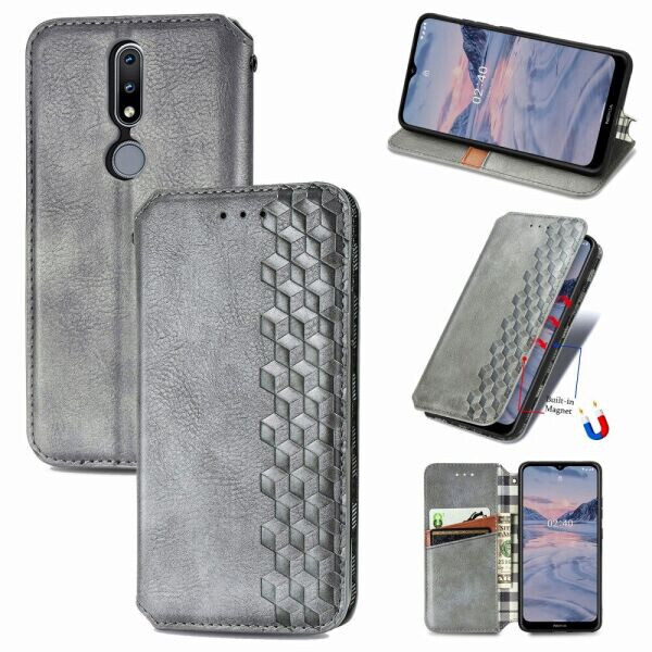 

Чехол Deexe Rhombus Wallet для Nokia 2.4 - Grey