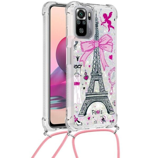 

Силиконовая накладка Deexe Fashion Glitter with Strap для Xiaomi Redmi Note 10 / Note 10s - Tower