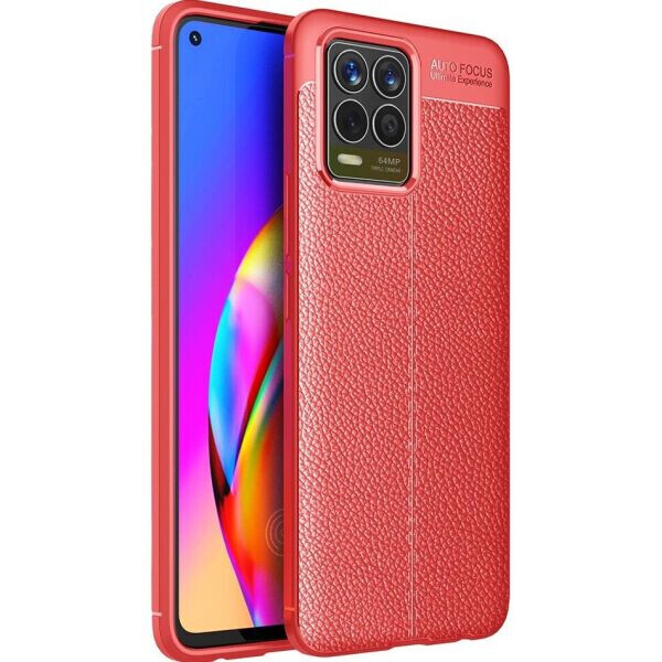 

Защитный чехол Deexe Leather Cover для Realme 8 / 8 Pro - Red