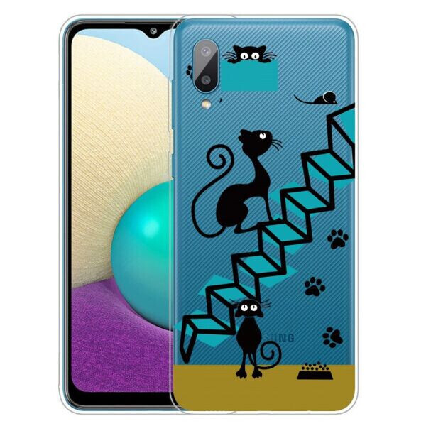 

Силиконовый (TPU) чехол Deexe Pretty Glossy для Samsung Galaxy A02 (A022) / M02 - Cat and Stair