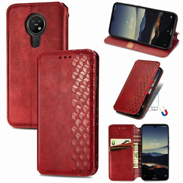 

Чехол Deexe Rhombus Wallet для Nokia 3.4 - Red