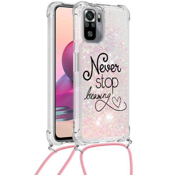 

Силиконовая накладка Deexe Fashion Glitter with Strap для Xiaomi Redmi Note 10 / Note 10s - English Letters