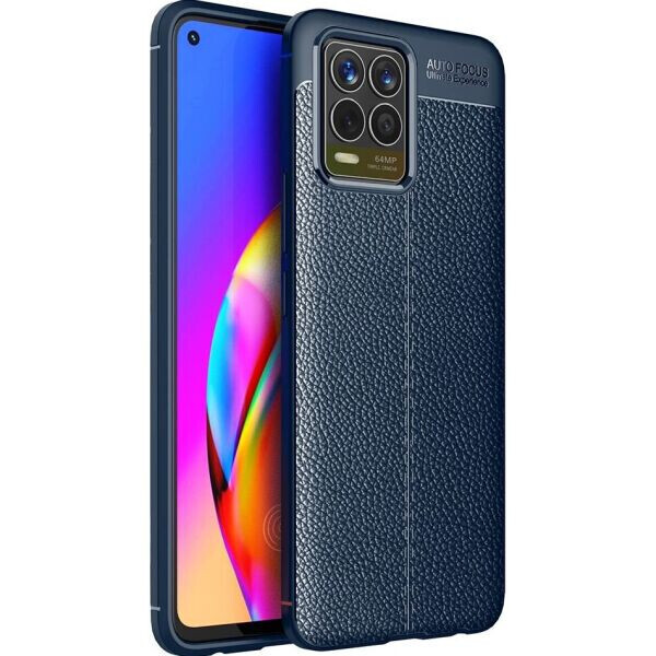 

Защитный чехол Deexe Leather Cover для Realme 8 / 8 Pro - Blue