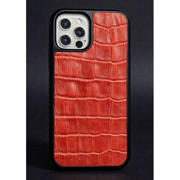 

Кожаный чехол LIMITED Croco Skin для Apple iPhone 12 Pro Max - Red