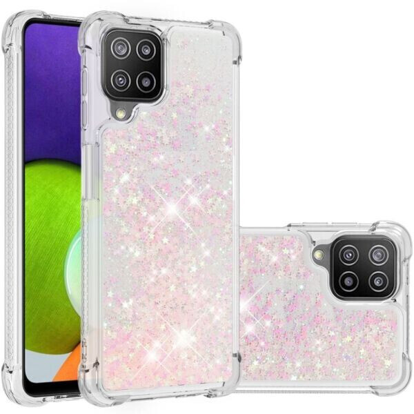 

Силиконовый (TPU) чехол Deexe Liquid Glitter для Samsung Galaxy A22 (A225) - Silver Pink Stars