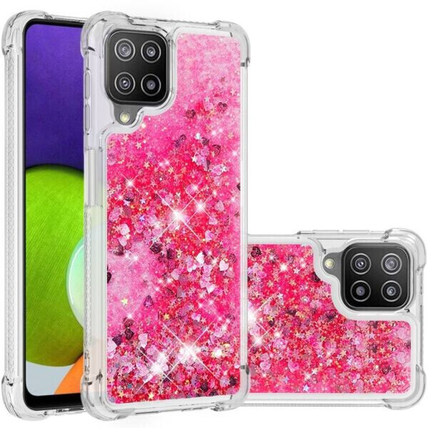 

Силиконовый (TPU) чехол Deexe Liquid Glitter для Samsung Galaxy A22 (A225) - Pink Hearts