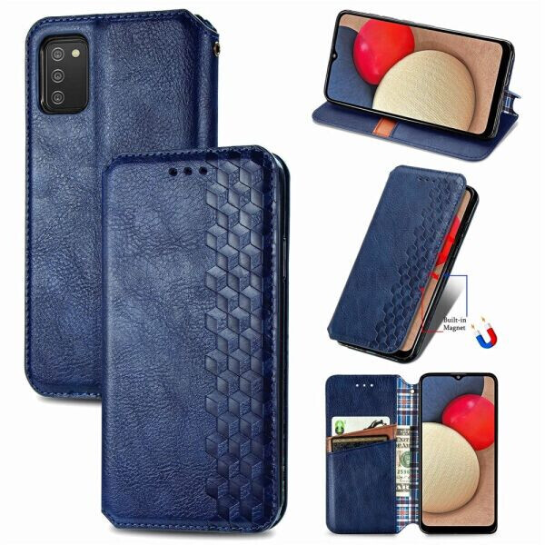 

Чехол Deexe Rhombus Wallet для Samsung Galaxy A02s (A025) - Blue