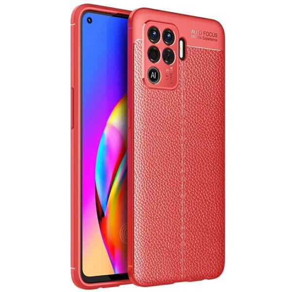 

Защитный чехол Deexe Leather Cover для OPPO Reno 5 Lite - Red