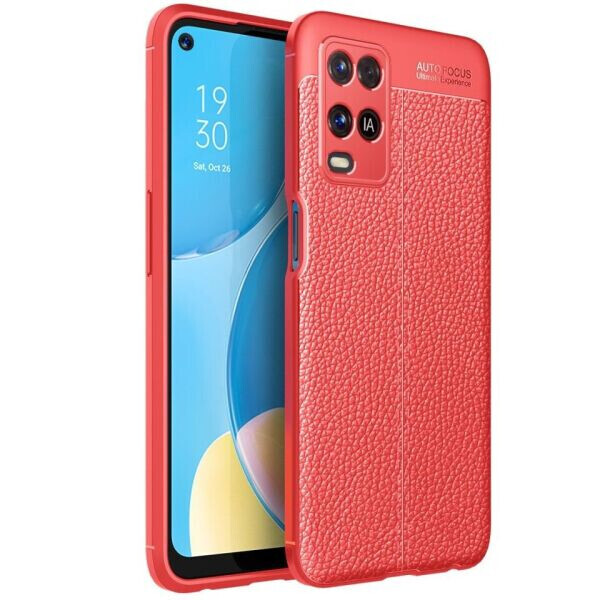 

Защитный чехол Deexe Leather Cover для OPPO A54 - Red