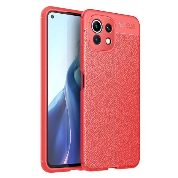 

Защитный чехол Deexe Leather Cover для Xiaomi Mi 11 Lite - Red