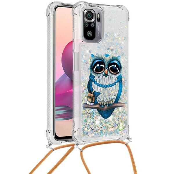 

Силиконовая накладка Deexe Fashion Glitter with Strap для Xiaomi Redmi Note 10 / Note 10s - Owl