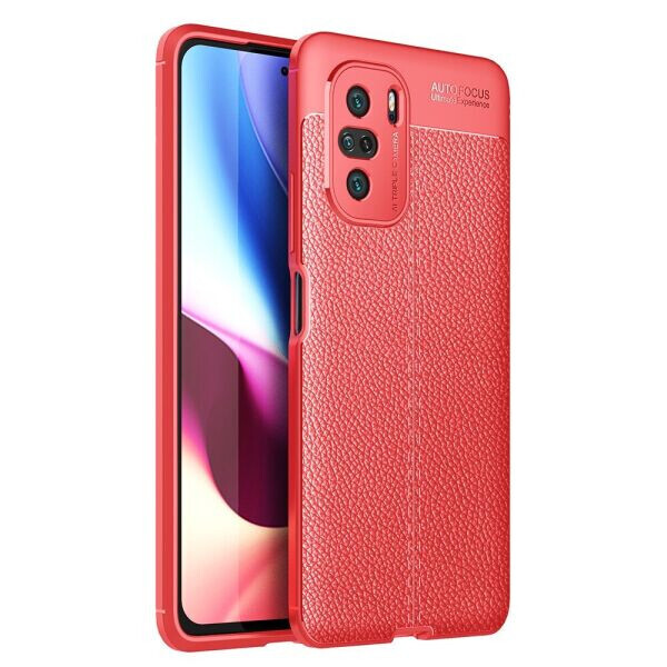 Защитный чехол Deexe Leather Cover для Xiaomi Redmi K40 / K40 Pro / Mi 11i / Poco F3 - Red