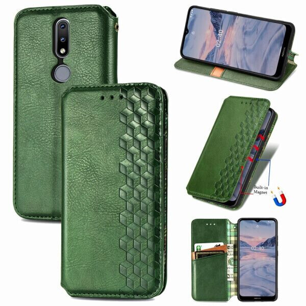 

Чехол Deexe Rhombus Wallet для Nokia 2.4 - Green