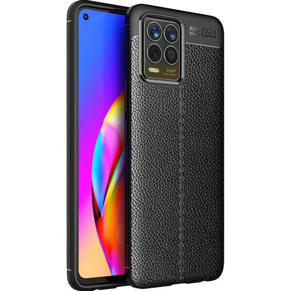 

Защитный чехол Deexe Leather Cover для Realme 8 / 8 Pro - Black