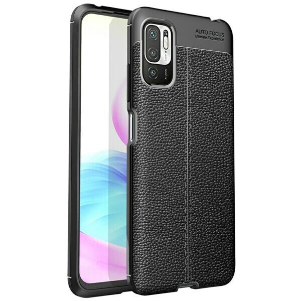 

Защитный чехол Deexe Leather Cover для Xiaomi Redmi Note 10 5G / Poco M3 Pro - Black