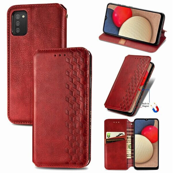 

Чехол Deexe Rhombus Wallet для Samsung Galaxy A02s (A025) - Red