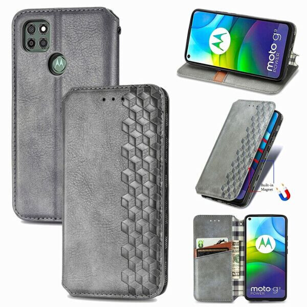 

Чехол Deexe Rhombus Wallet для Motorola Moto G9 Power - Grey