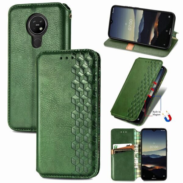 

Чехол Deexe Rhombus Wallet для Nokia 3.4 - Green