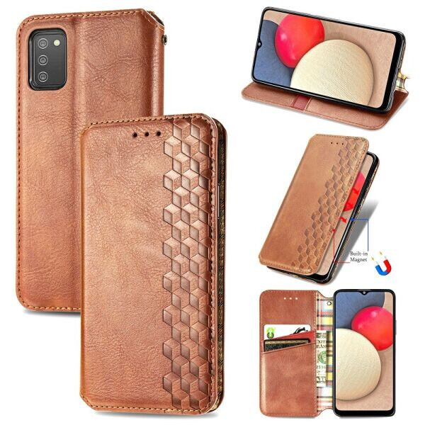 

Чехол Deexe Rhombus Wallet для Samsung Galaxy A02s (A025) - Brown
