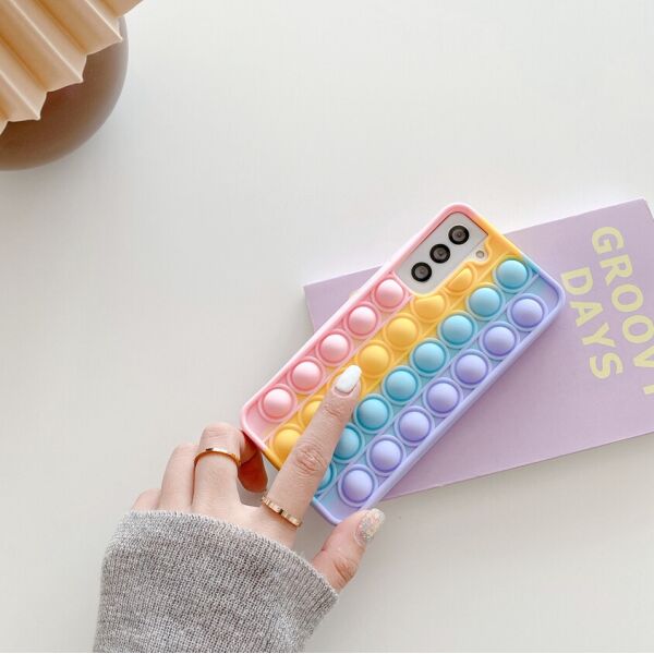

Силиконовый попит чехол антистресс pop it для телефона Samsung Galaxy A50 кейс с пупыркой case цветной
