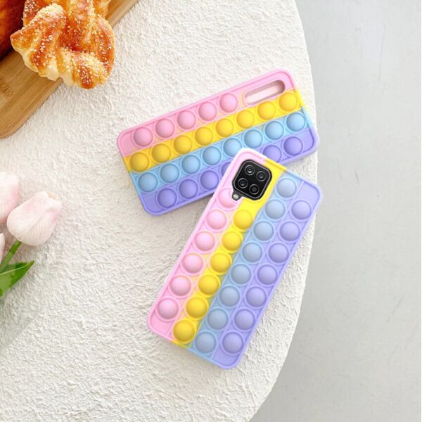 

Силиконовый попит чехол антистресс pop it для телефона Samsung Galaxy A12 5G кейс с пупыркой case цветной