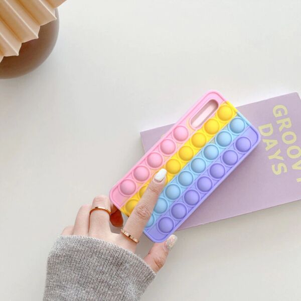 

Силиконовый попит чехол антистресс pop it для телефона Samsung Galaxy A30 кейс с пупыркой case цветной