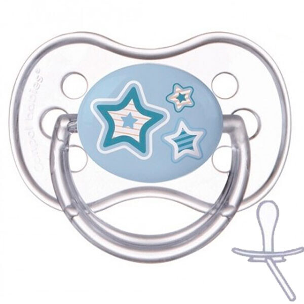 

Пустышка силиконовая симметричная Newborn baby, 6-18 м, синие звезды, Canpol babies