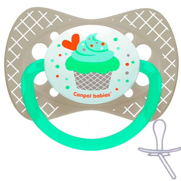 

Пустышка силиконовая симметричная Cupcake, 0-6 мес (серая), Canpol babies