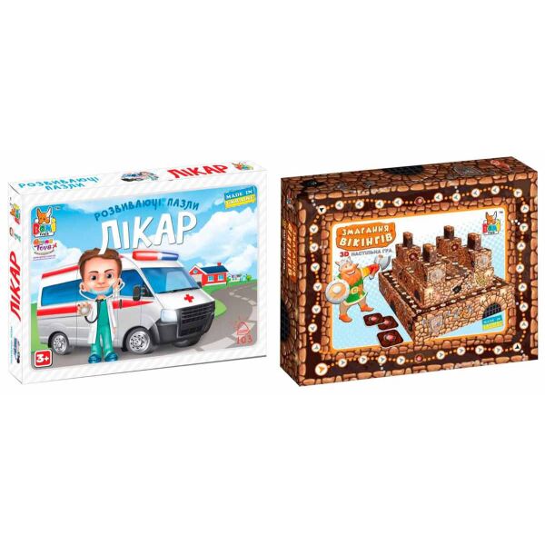 

Набор Boni Toys Настольная 3D игра Соревнования викингов и Развивающие пазлы Врач (0394-509)