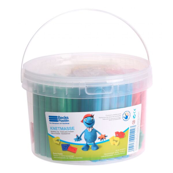 

Пластилин классический 6 цветов с формами в ведерке, Becks Plastilin